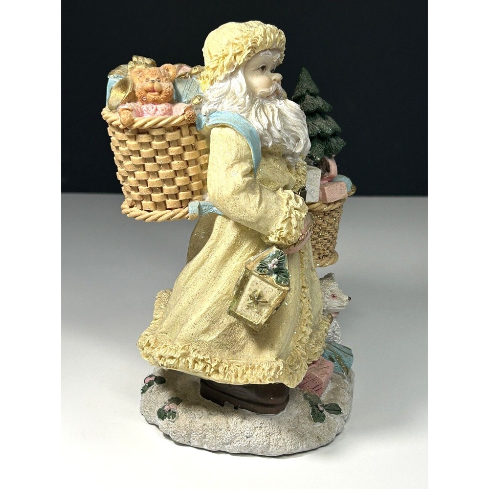 VTG Colorful Sparkling Christmas Santa Claus Holding Lantern and  Gift Basket - Picture 5 of 7